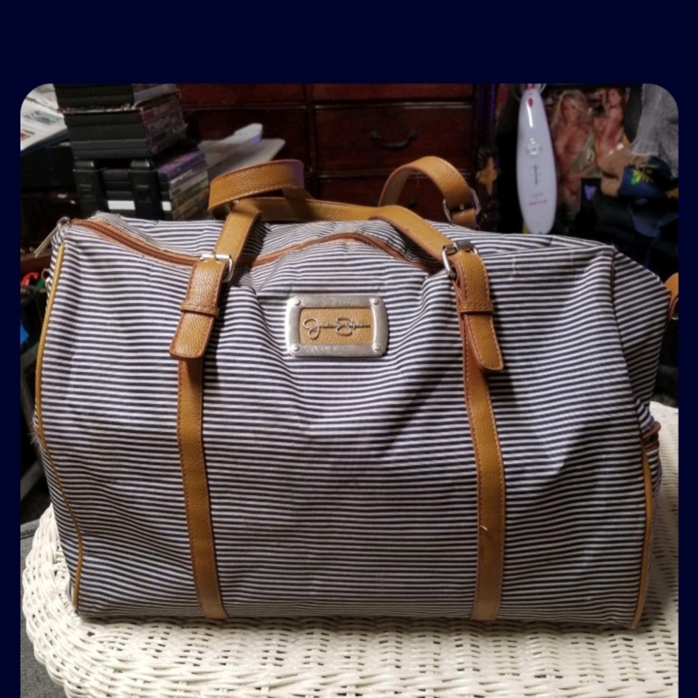 Jessica Simpson Black and White Duffel Bag for Travel